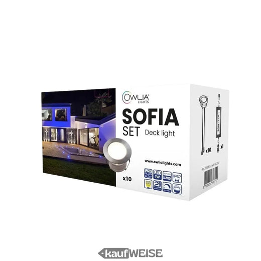 LED terasos apšvietimas (10 vnt. rinkinys) | Atsparus vandeniui IP67 | Šiltai balta (2800 K) | Owlia SOFIA