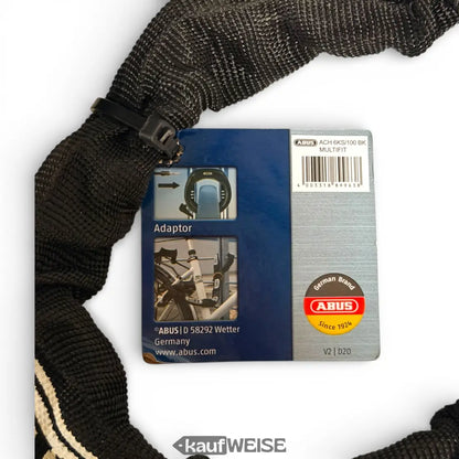 Schwarze ABUS Einsteckkette Adapter 6KS/100, 100cm, mit Clip und Etikett
