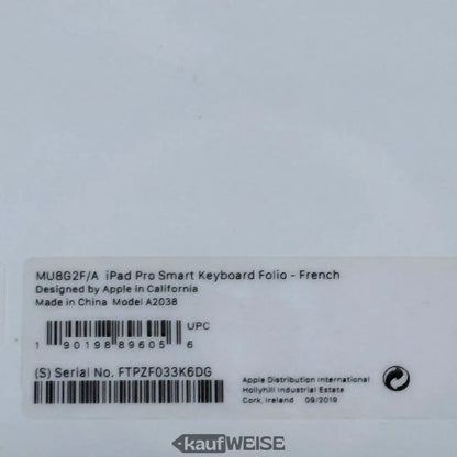 Apple Smart Keyboard Folio für iPad Pro 11 Zoll, französisches AZERTY-Layout, Modell A2038