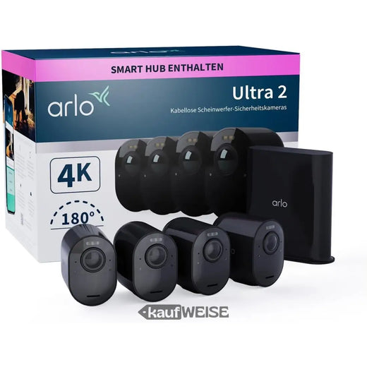 Arlo Ultra 2 4K apsaugos sistema su 4 kameromis (juoda)