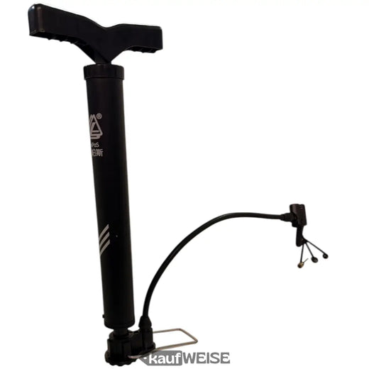 „LeiPoS Mini Stand“ dviračio pompa, juoda | Nešiojama ir teleskopinė (33–52 cm) | Pridedami 3 adapteriai | Kompaktiška oro pompa