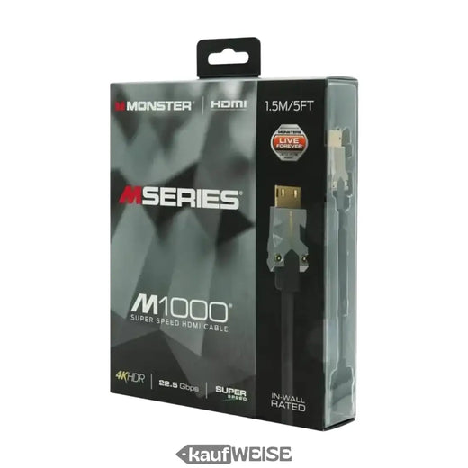 „Monster M1000 Ultra HD HDMI“ kabelis (1,5 m) | 4K HDR10 | Didelės spartos 18 Gb/s | „V-Grip™“ jungtis