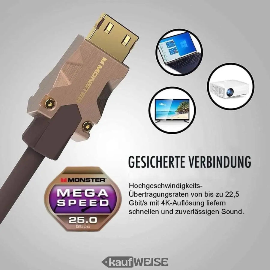 Monster HDMI-Kabel M2000 4K für brillante UHD-Qualität 5 m mit Mega Speed