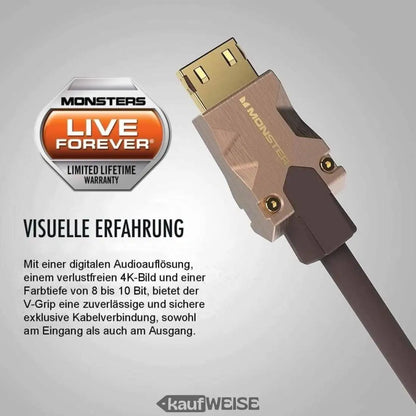 Monster HDMI-Kabel M2000 4K für brillante UHD-Qualität, 5 m langer Anschluss