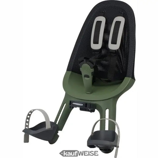 „Qibbel“ pripučiama priekinė dviračio sėdynė, juoda/žalia | Tvirtinimas prie vairo | 9 mėnesių - 3 metų (15 kg) | Tinklelio atlošas
