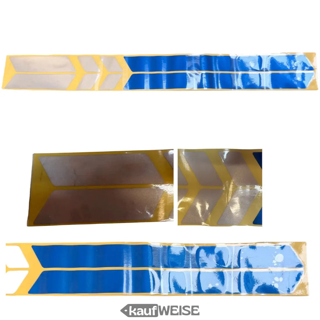 Reflektierendes Pfeilband in Blau und Gelb