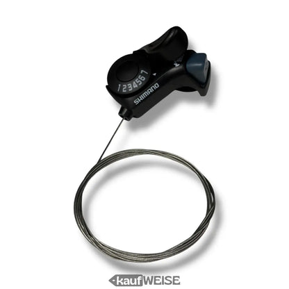 Schwarzer Shimano Tourney SL-TX30-7R Daumenhebel mit Kabel und Ganganzeige